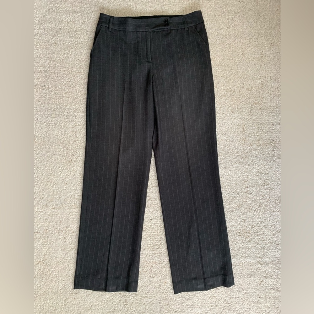 david n Pants PinStriped Wide Straight Leg ~ Charcoal w/Silvery Stripe ~ Size 10
